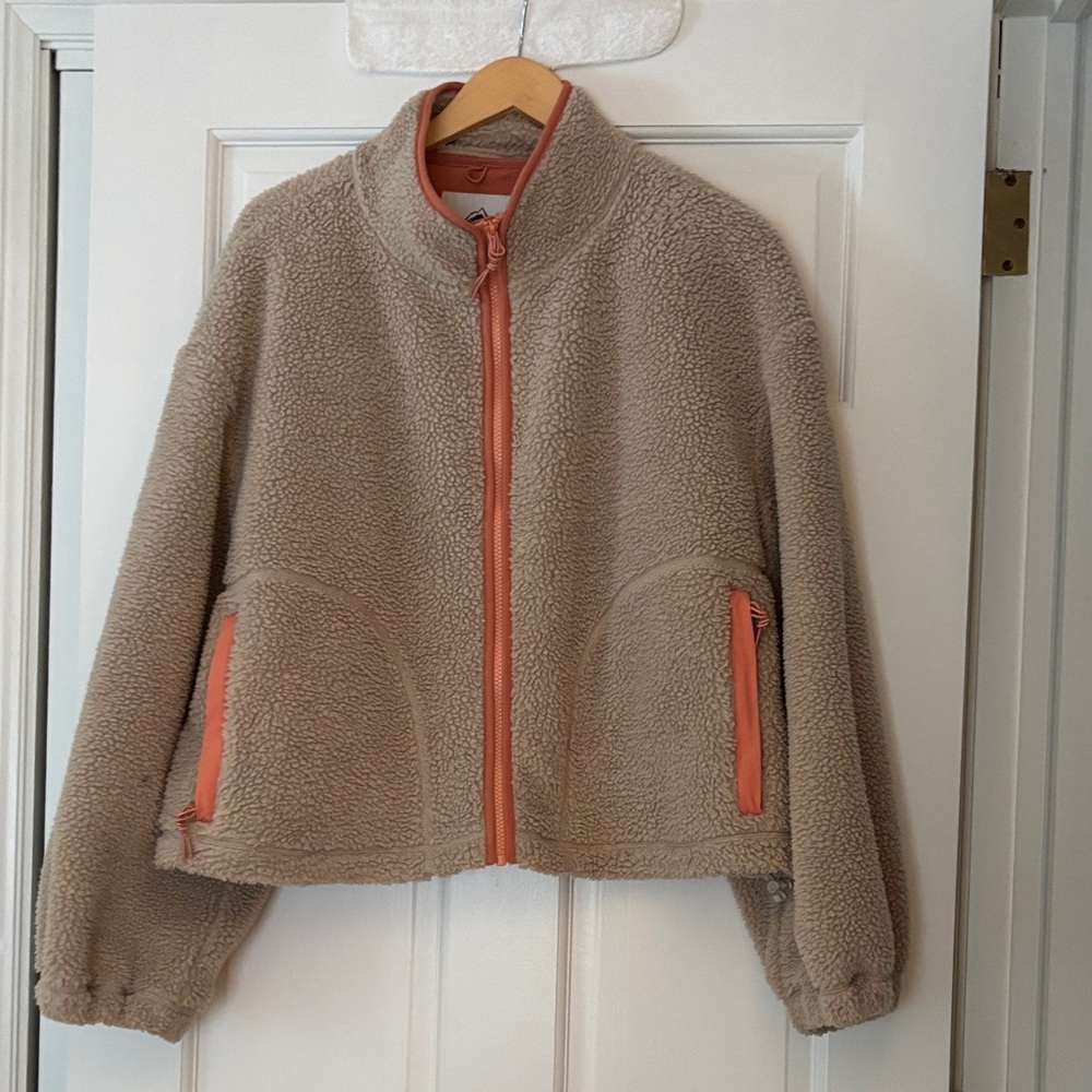 Penfield Tan Sherpa Jacket with Coral Accents